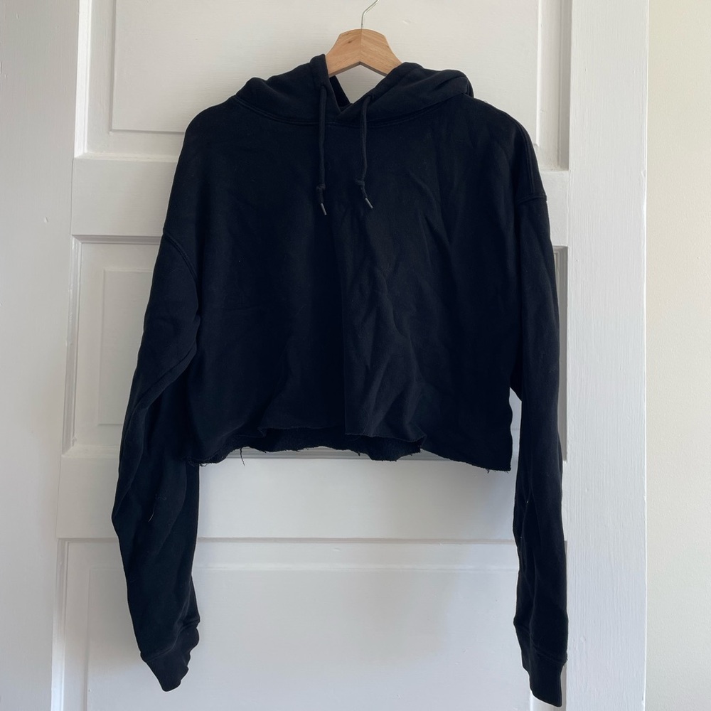 Black Cropped Hoodie for Women
